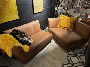 Nr. 261 I Angebot SALE % / Bullfrog Sofa Anni / 2-teilige Ecke mit seitlicher Tasche in Büffelleder braun / Ausstellungsware sofort verfügbar